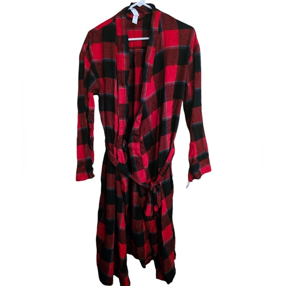 NWT Stars Above Women's Red Buffalo Check Flannel Robe Cozy Various Sizes - Picture 2 of 6